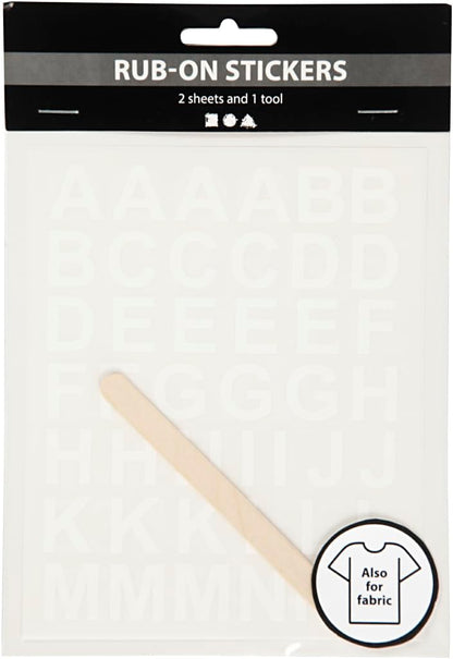 Creativ Company Rub-On Sticker Buchstaben und Zahlen Weiß, 2 Bögen