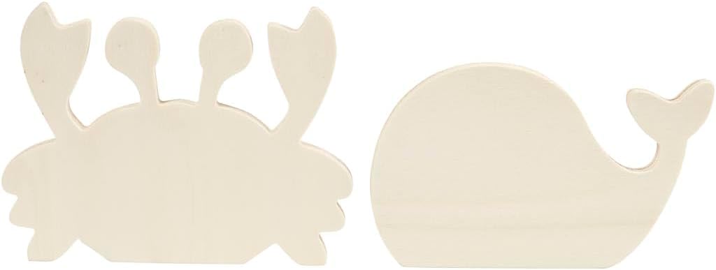 Creotime Wooden crab and whale to decorate 16 x 10 cm