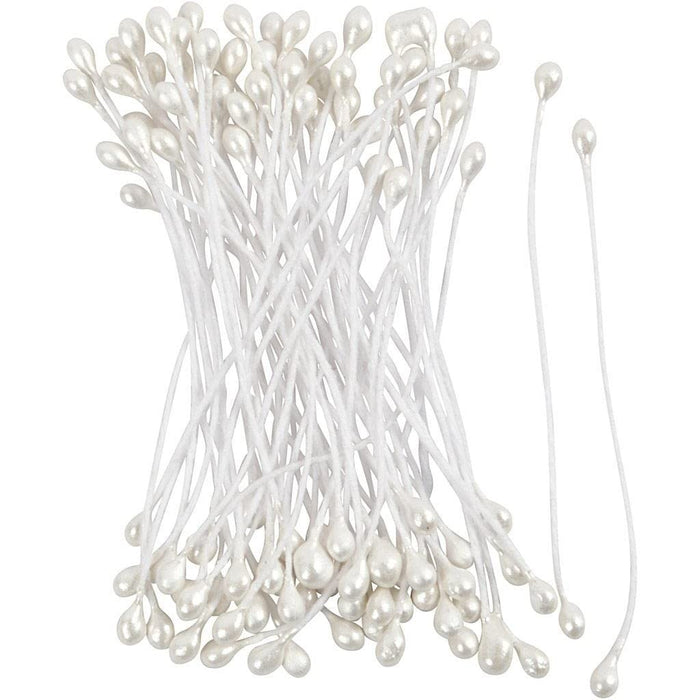 Petal Stamens Length 6.4 cm Diameter 2 mm Pack of 100 Creotime White