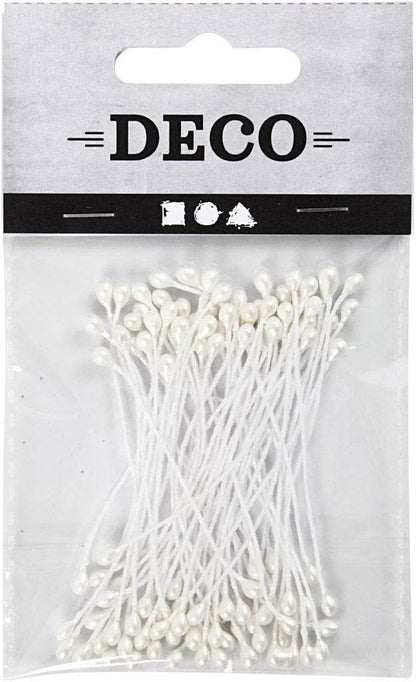Petal Stamens Length 6.4 cm Diameter 2 mm Pack of 100 Creotime White