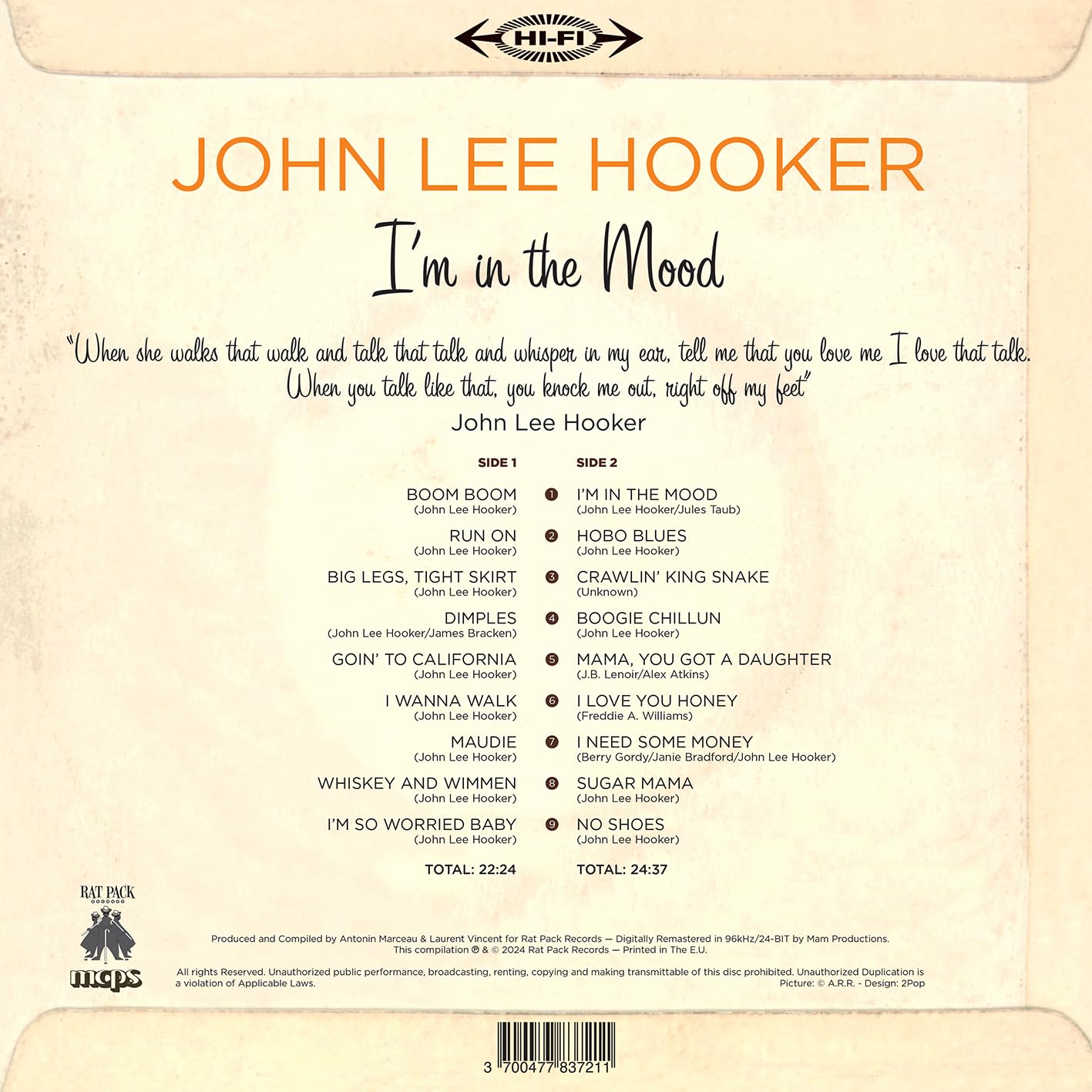 John Lee Hooker - I`m In The Mood (2 LP) (Coloured Vinyl) (Limited Edition)