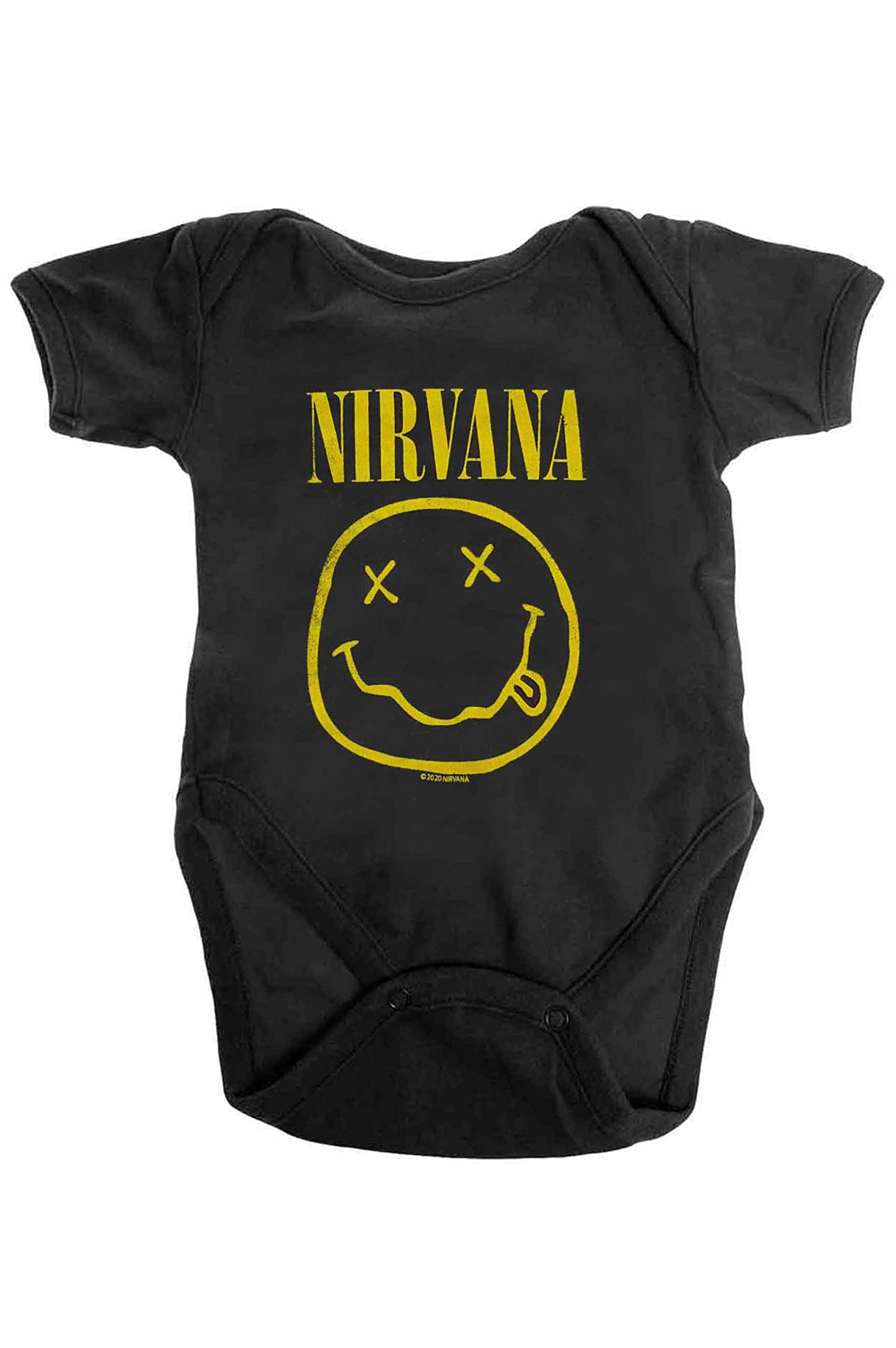 Baby Grow Yellow Smile Band Logo Official Black 0 to 24 Months Size X-Small (0-3 Months