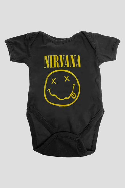 Baby Grow Yellow Smile Band Logo Official Black 0 to 24 Months Size X-Small (0-3 Months