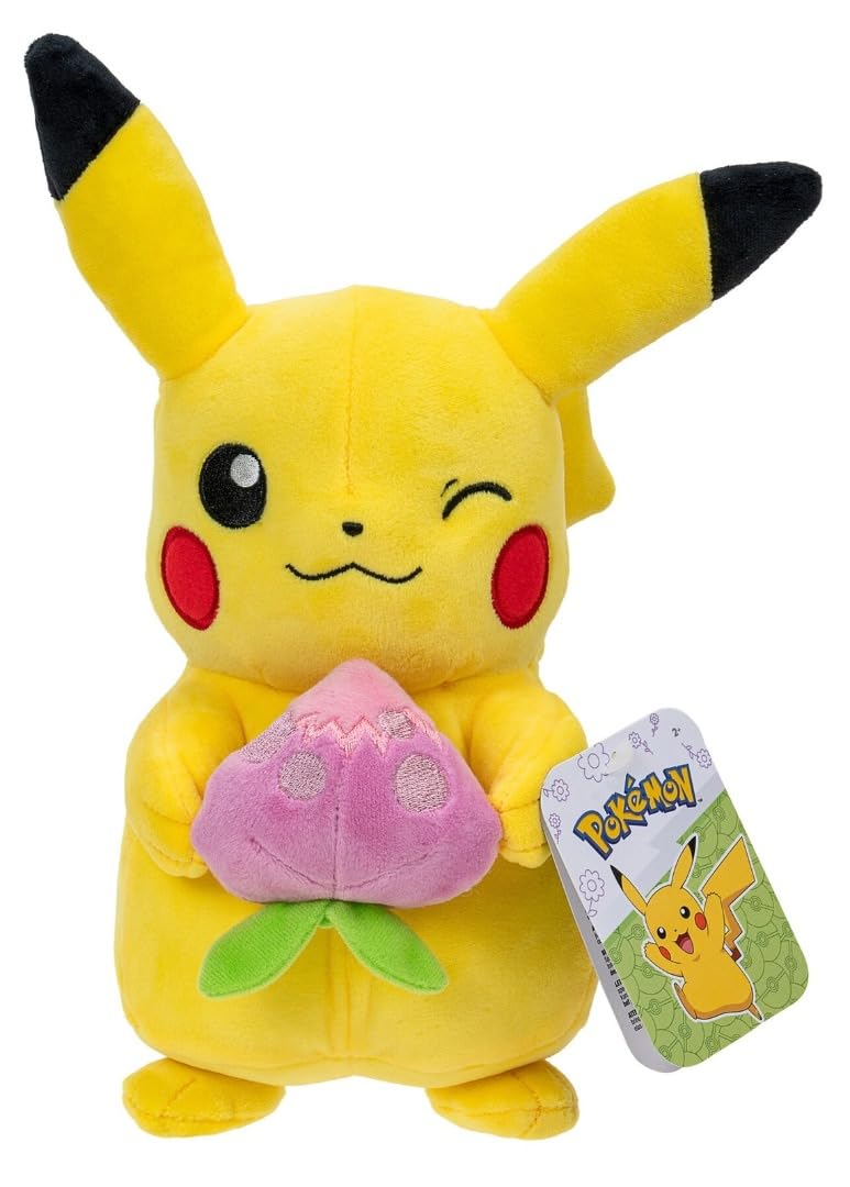 Jazwares Pokémon peluche Pikachu with Pecha Berry Accy 20 cm, Black