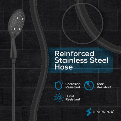 SparkPod 6 Function High Pressure Shower Head 6`` Wide Grey