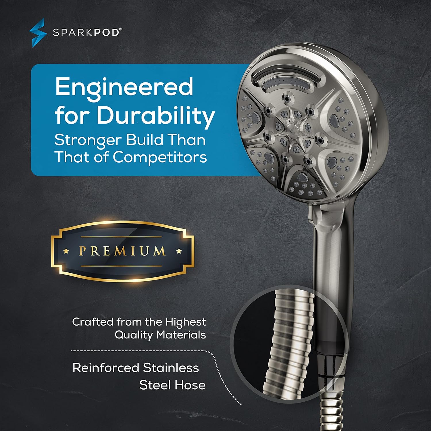 SparkPod High Pressure 5`` Multifunction Handheld Shower Head