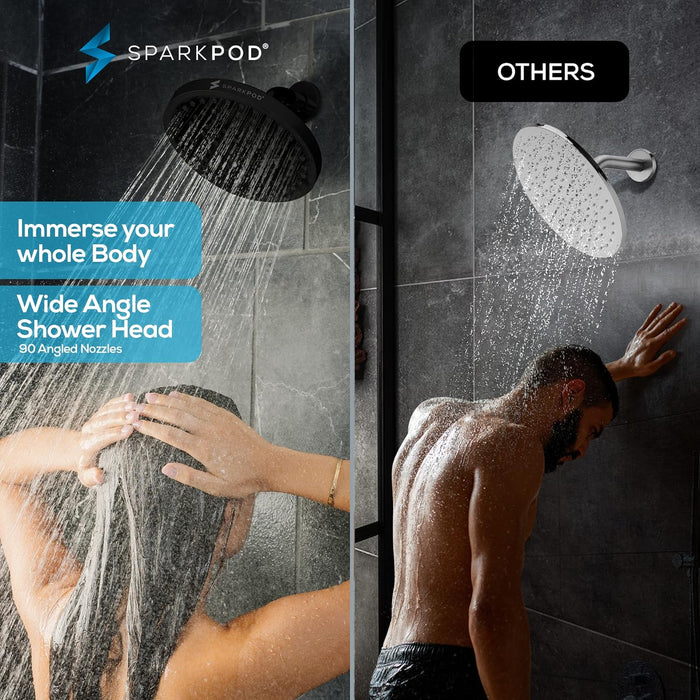 SparkPod Fixed Shower Head 20 cm Round Matte Black