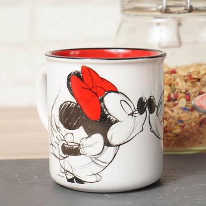 Disney Mickey & Minnie Tasse Kiss Sketch Emaille-Optik