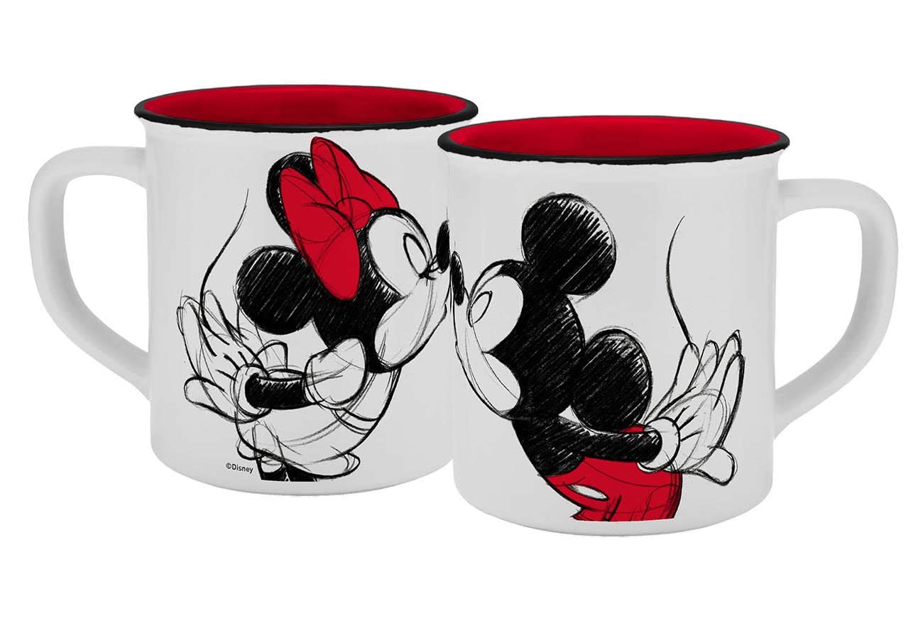 Disney Mickey & Minnie Tasse Kiss Sketch Emaille-Optik