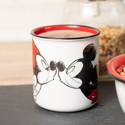 Disney Mickey & Minnie Tasse Kiss Sketch Emaille-Optik