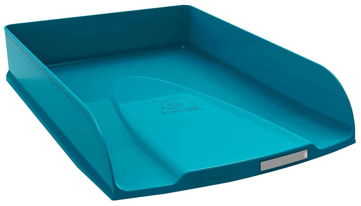 Exacompta 11128D Briefablage Combo STYLI Neo Deco aus Recycling-Kunststoff DIN A4+. Ideale Briefkörbe für Ihre Organisation. Robuste und stapelbare Ablagekörbe Blauer Engel Entenblau