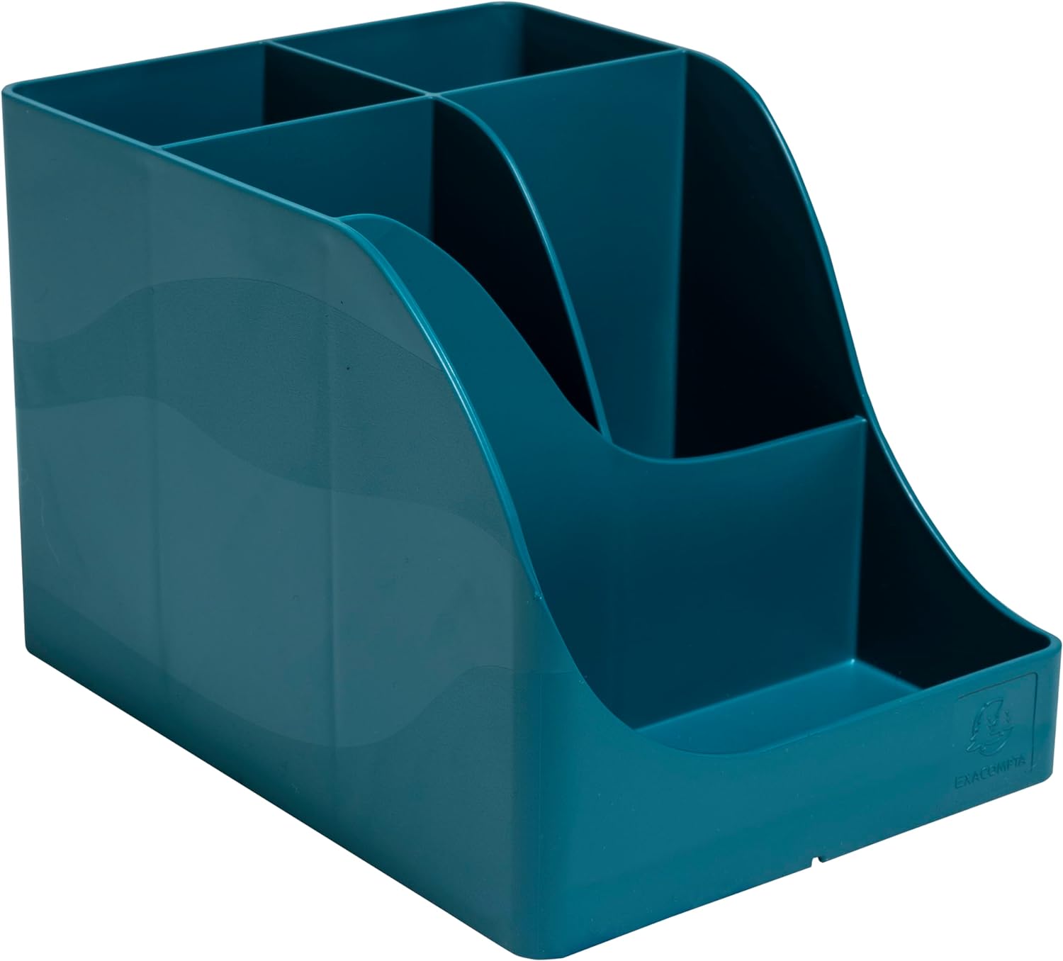 EXACOMPTA - Ref 69528D - 1 Pen Wave Neo Deco pencil holder duck blue - with 5 compartments - 4 high compartments for large utensils and 1 bottom compartment for small utensils