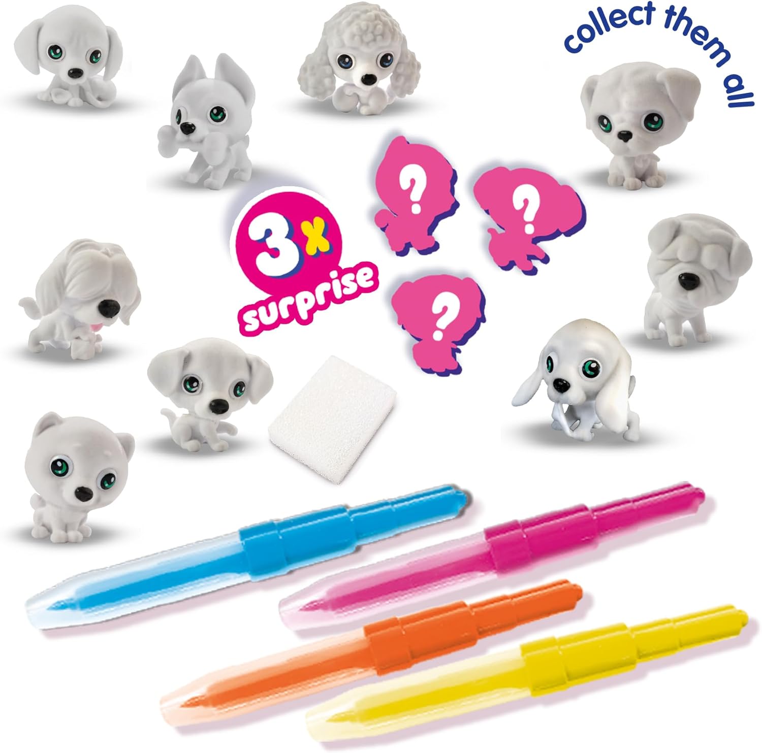 SES Creative 14333 Blow Airbrush pens-Puppies Surprise 3X, Yellow