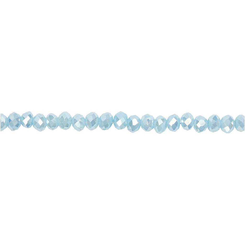 Faceted Beads, size 3x4 mm, sea blue, 100pcs