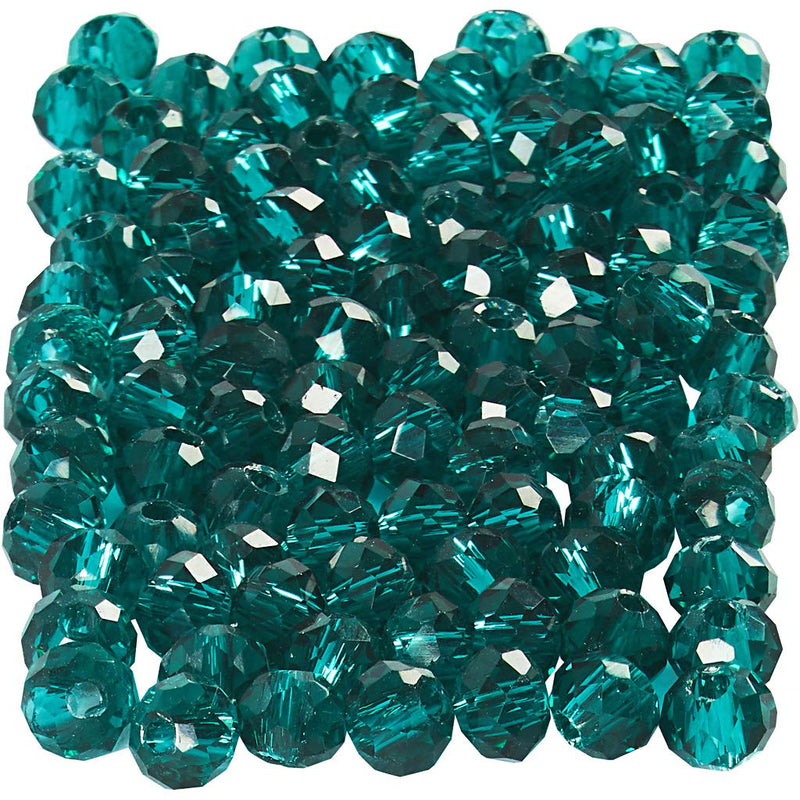 Faceted Beads, size 3x4 mm, emerald green, 100pcs