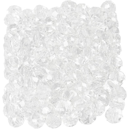 Faceted Beads, size 3x4 mm, crystal, 100pcs