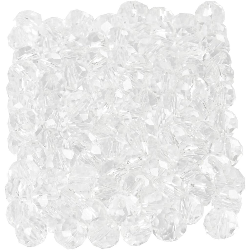 Faceted Beads, size 3x4 mm, crystal, 100pcs