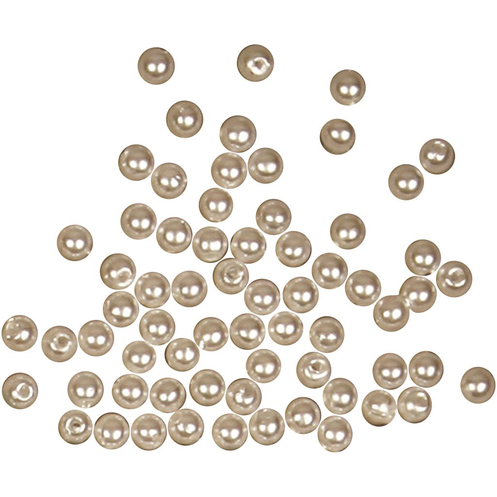 Wax Beads, D: 4 mm, mother-of-pearl, 150pcs