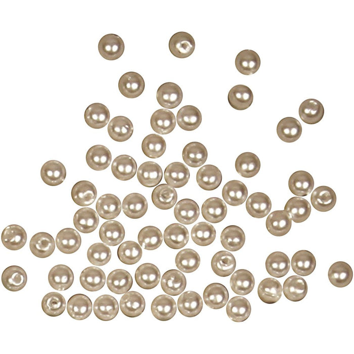 Wax Beads, D: 4 mm, mother-of-pearl, 150pcs