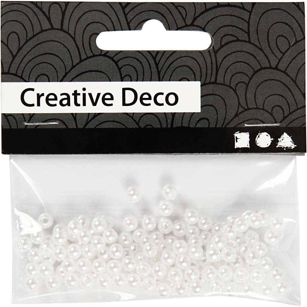 Wax Beads, D: 4 mm, mother-of-pearl, 150pcs