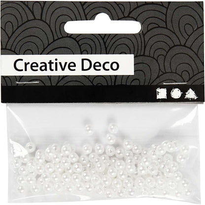 Wax Beads, D: 4 mm, mother-of-pearl, 150pcs