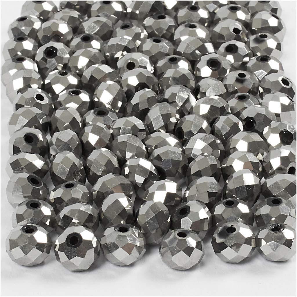 Glasschliffperlen Gr??e 5x6 Mm Lochgr??e 1 Mm 100 Stck. Grau Metallic
