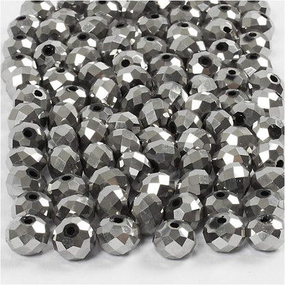 Glasschliffperlen Gr??e 5x6 Mm Lochgr??e 1 Mm 100 Stck. Grau Metallic