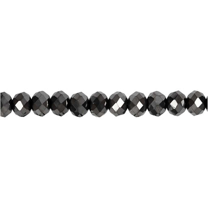 Perlas facetadas, medidas 5x6 mm, medida agujero 1 mm, negro metálico, 100ud