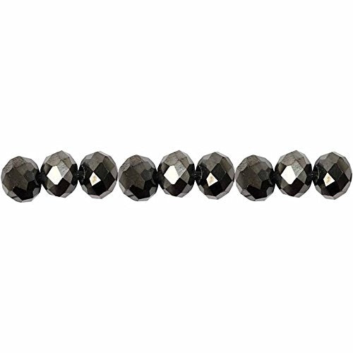 Perlas facetadas, medidas 5x6 mm, medida agujero 1 mm, negro metálico, 100ud