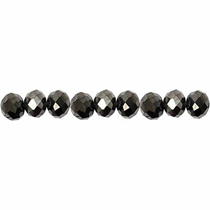 Perlas facetadas, medidas 5x6 mm, medida agujero 1 mm, negro metálico, 100ud