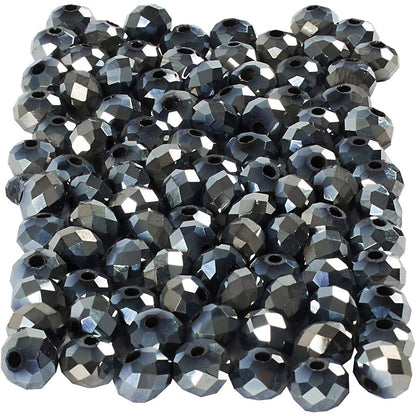 Perlas facetadas, medidas 5x6 mm, medida agujero 1 mm, negro metálico, 100ud