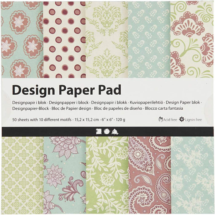 Creativ Patterned Card and Paper, Mint greenpurple, One Size