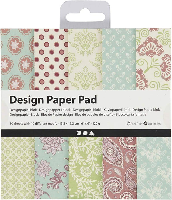 Creativ Patterned Card and Paper, Mint greenpurple, One Size
