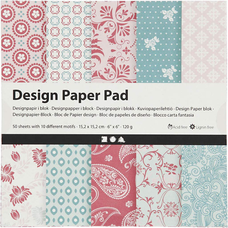 Creativ Patterned Card and Paper, Rose, One Size