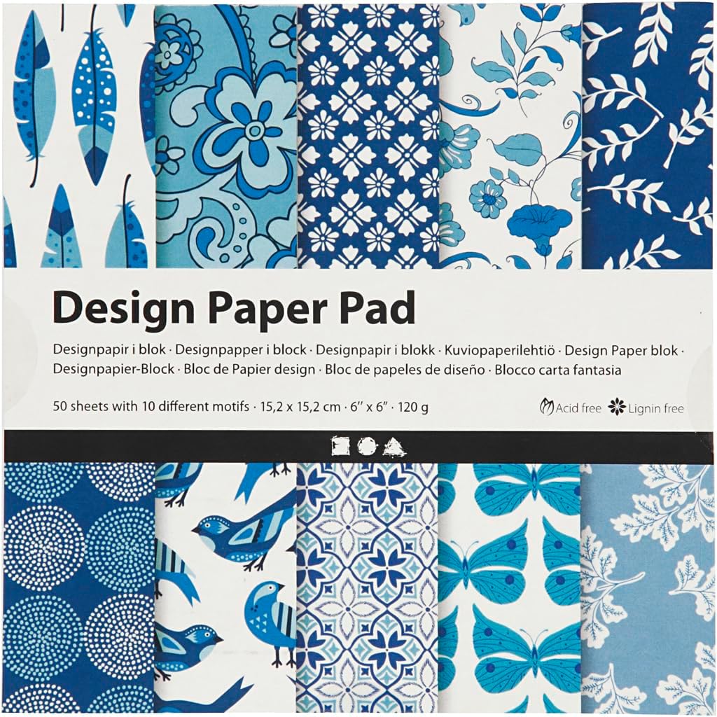 Creativ Patterned Card and Paper, Blue, One Size