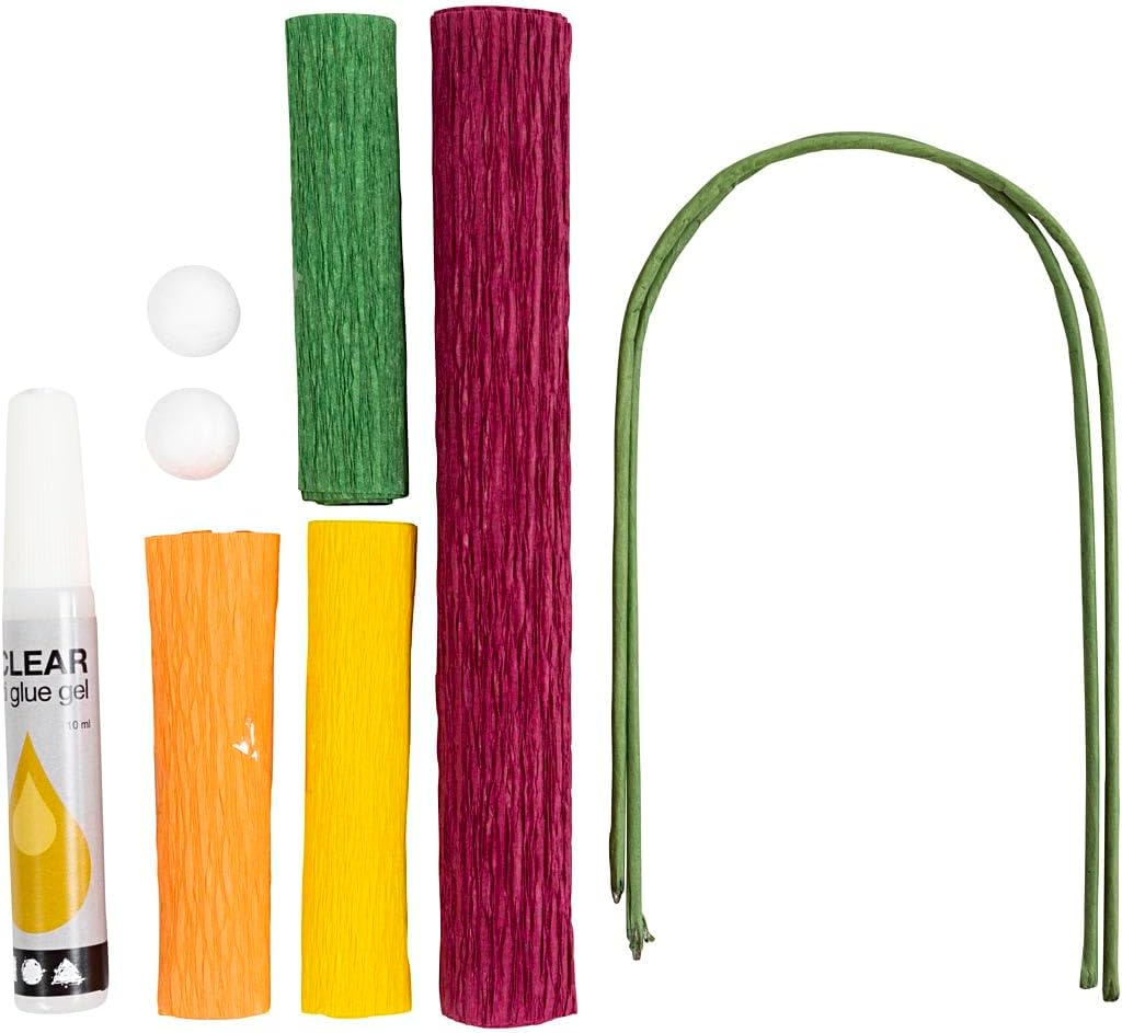 Creativ Company Mini Craft Sets Crepe Paper Flowers Poppies - for Crafting Beautiful Crepe Flowers