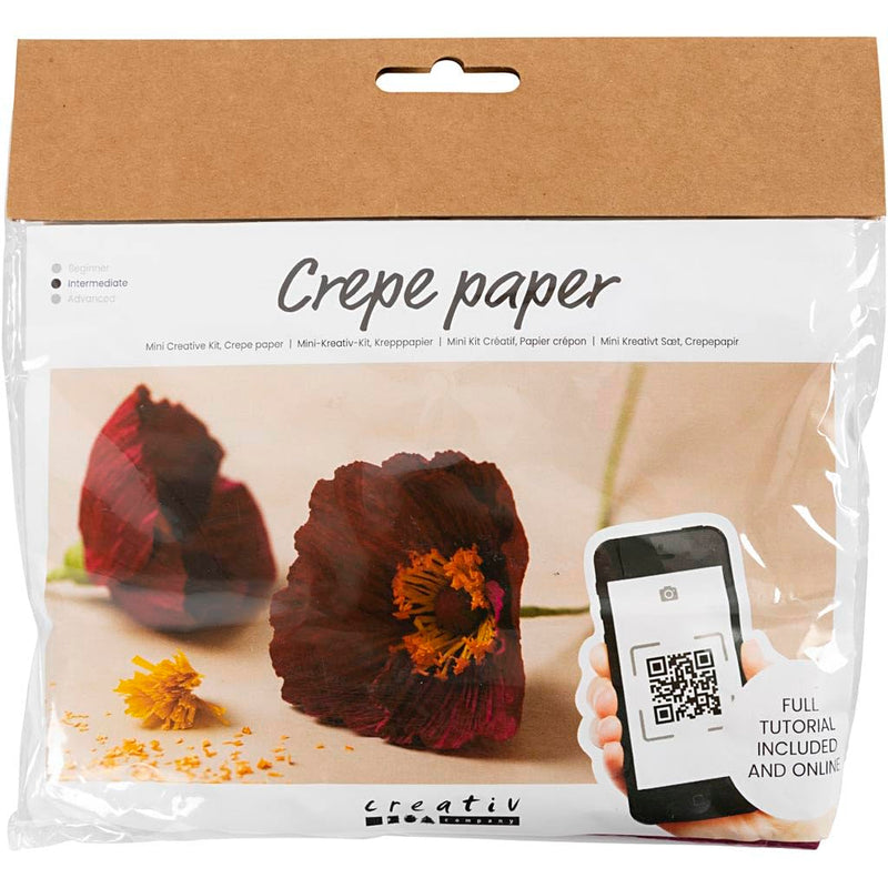 Creativ Company Mini Craft Sets Crepe Paper Flowers Poppies - for Crafting Beautiful Crepe Flowers