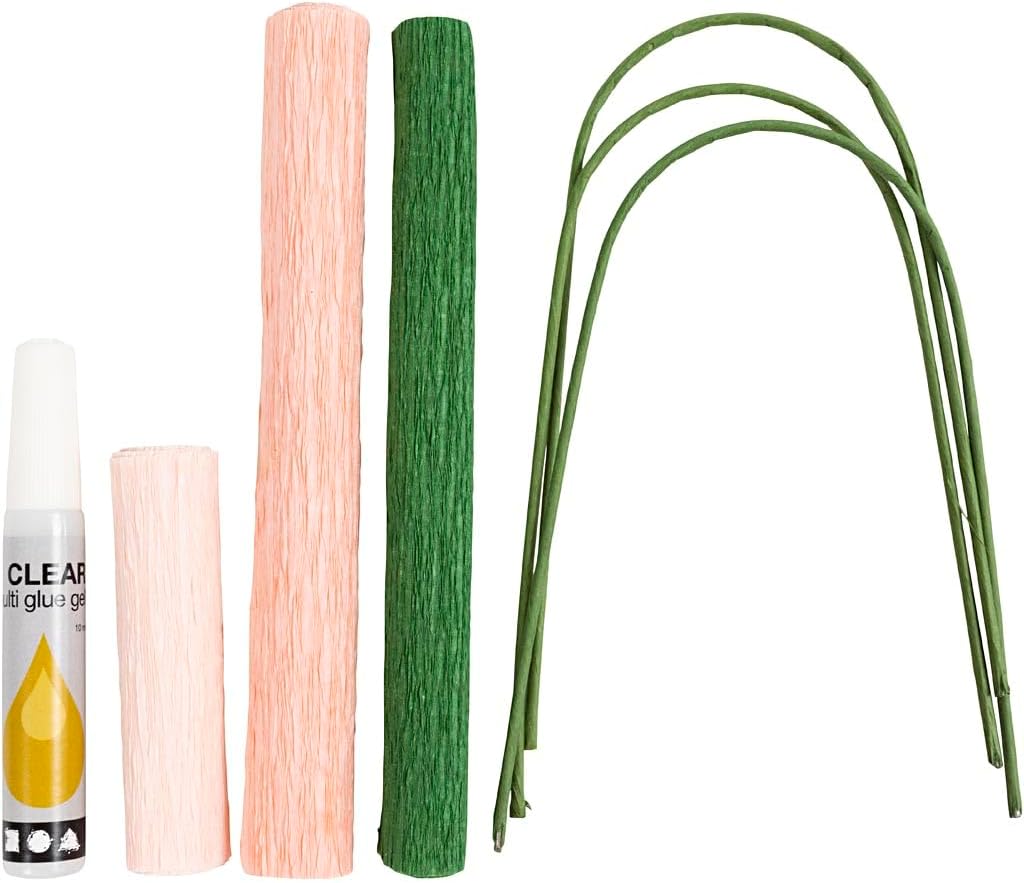 Creativ Company Mini Craft Sets Crepe Paper Floral Carnations - for Crafting Beautiful Crepe Flowers