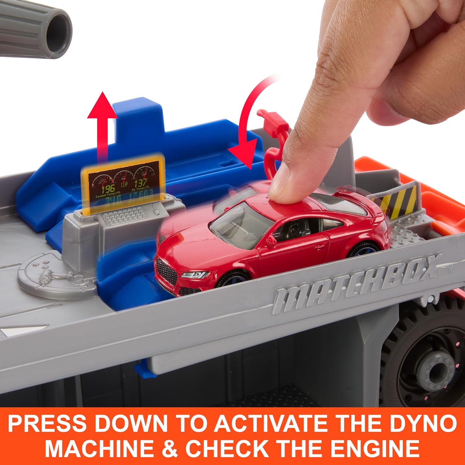 Matchbox auto's en speelset, Actiechauffeurs Reparatie- en Takelwagen met speelgoedauto Audi TT RS Coupe op een schaal van 1:64, werkende kraan en diagnostiek, HRY43
