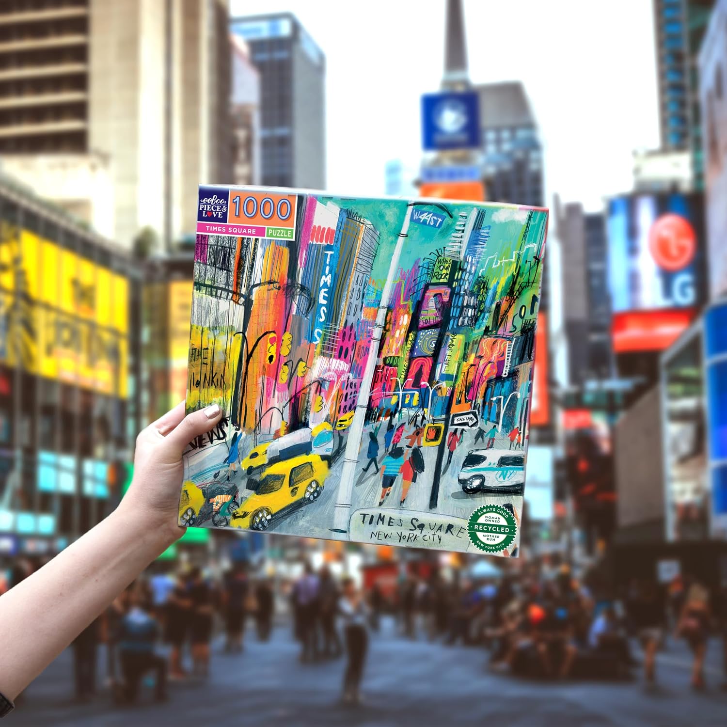 eeBoo Puzzel voor volwassenen, 1000 stukjes, Times Square-illustratie, van gerecycled karton, PZTTMS