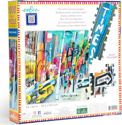eeBoo Puzzel voor volwassenen, 1000 stukjes, Times Square-illustratie, van gerecycled karton, PZTTMS
