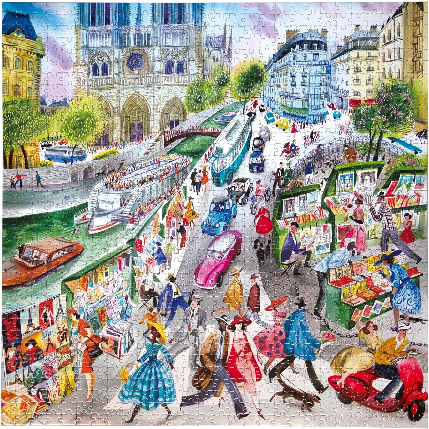 eeBoo Les Erwachsene, 1000 Teile, aus recyceltem Karton, Puzzle auf den Bouquinisten de Paris – PZTPBS