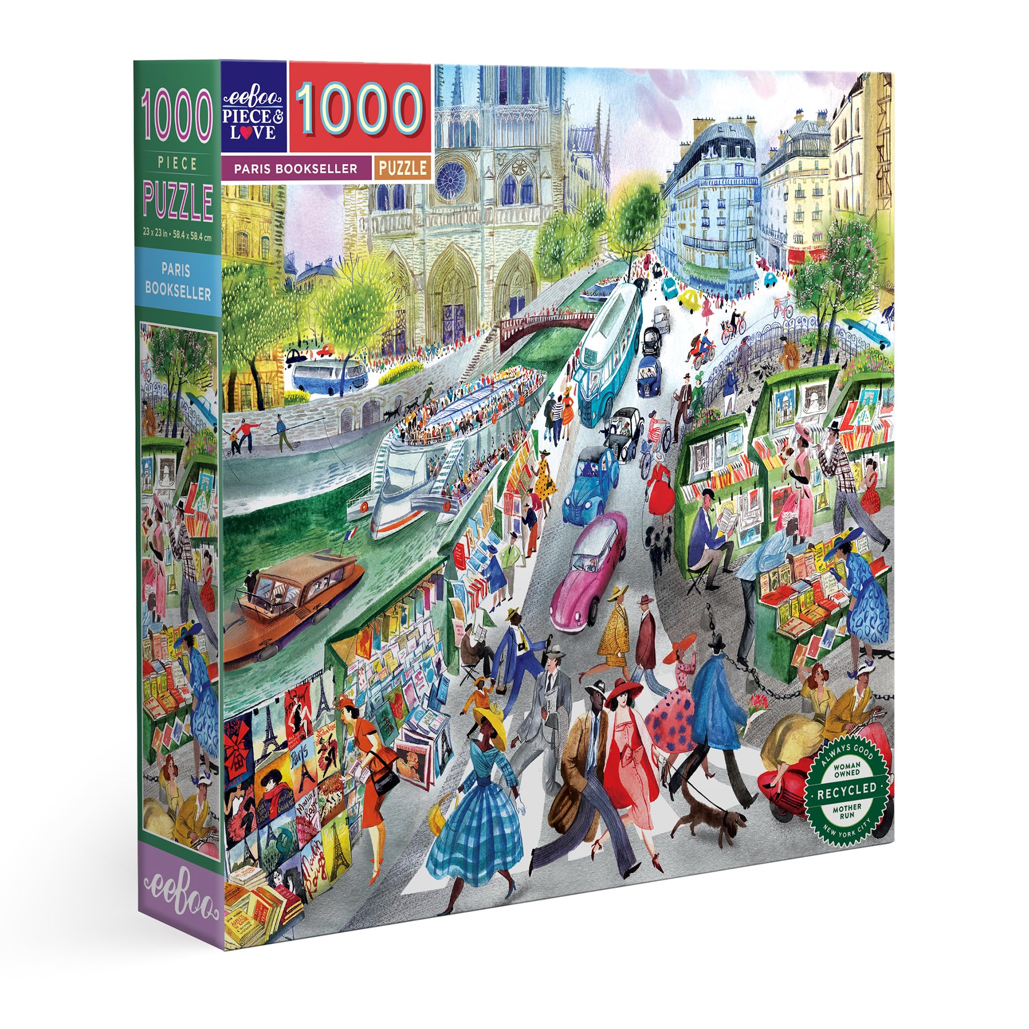eeBoo Les Erwachsene, 1000 Teile, aus recyceltem Karton, Puzzle auf den Bouquinisten de Paris – PZTPBS