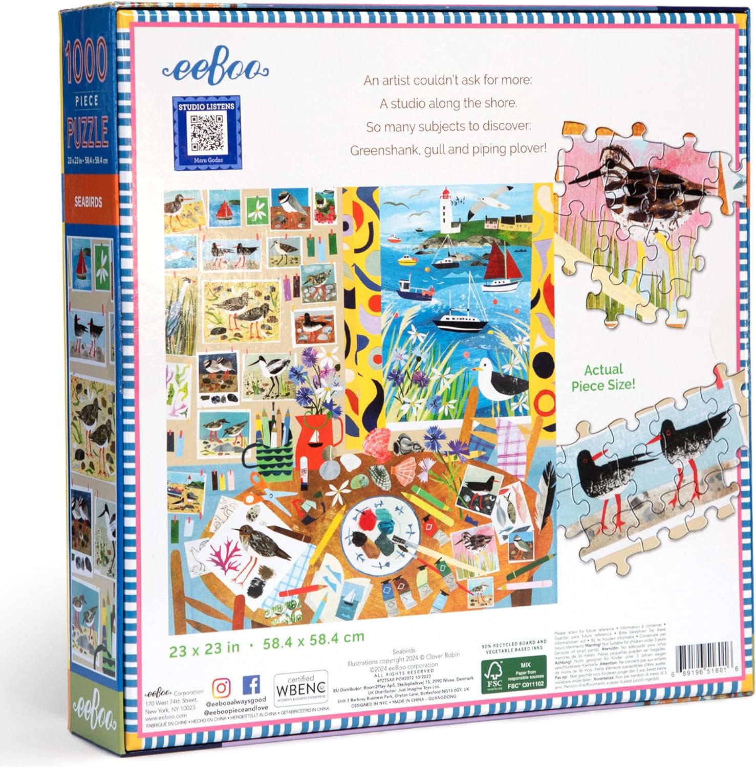 eeBoo- Seabirds-Puzzle para Adultos cartón Reciclado, 1000 Piezas con pájaros-PZTSAB