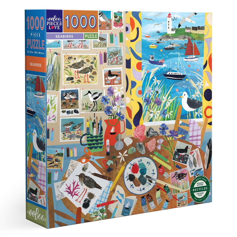 eeBoo- Seabirds-Puzzle para Adultos cartón Reciclado, 1000 Piezas con pájaros-PZTSAB