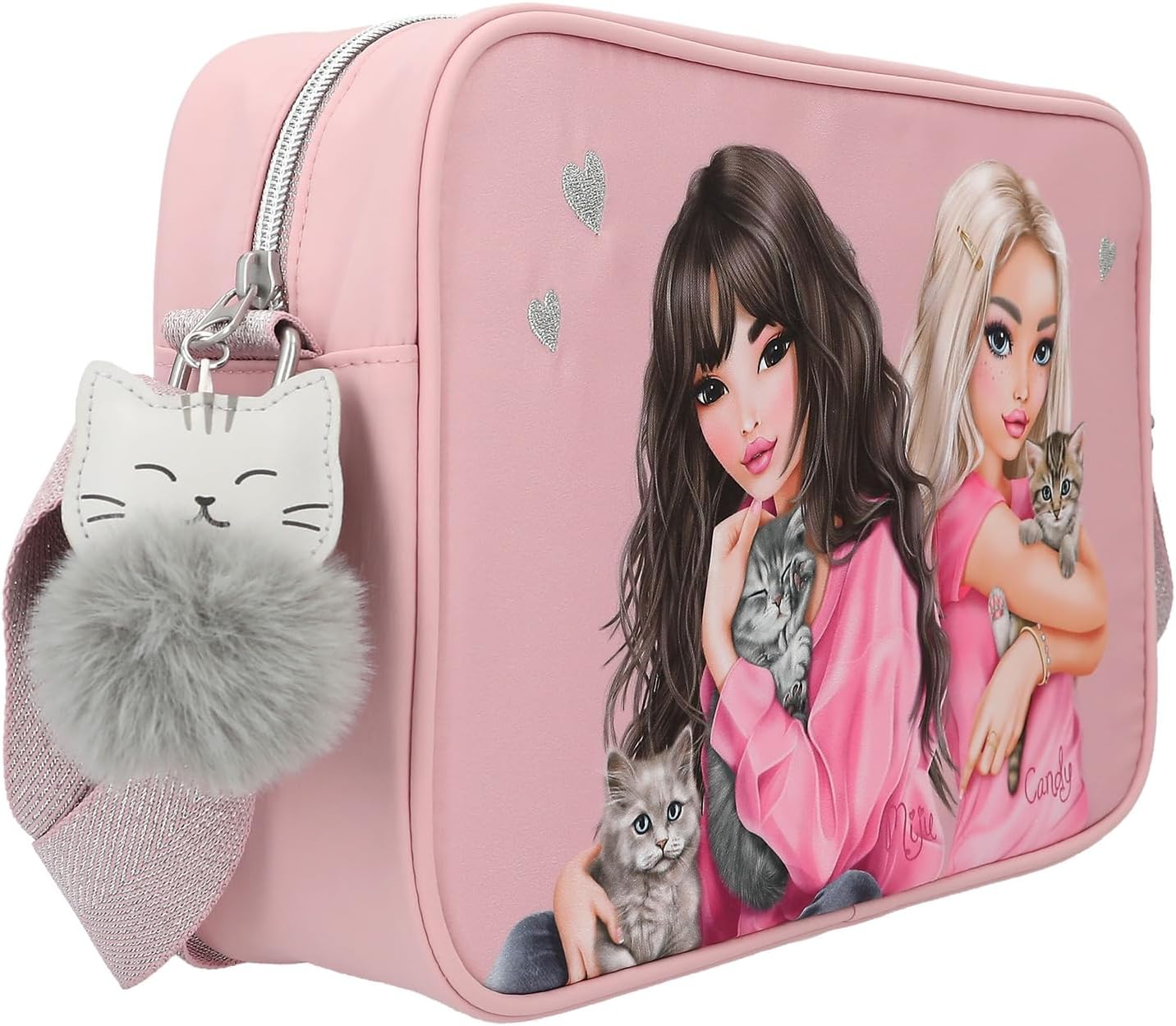 Depesche 12951 TOPModel Kitten - Schoudertas in roze met modelmotief, tas met verstelbare schouderriem