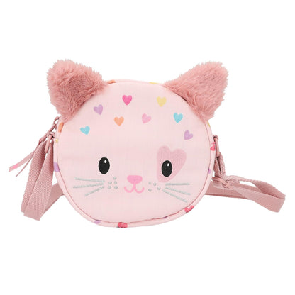 Depesche 12805 Princess Mimi Kitty Love - Schoudertas in roze met kattengezicht en oren, tas met verstelbare schouderriem