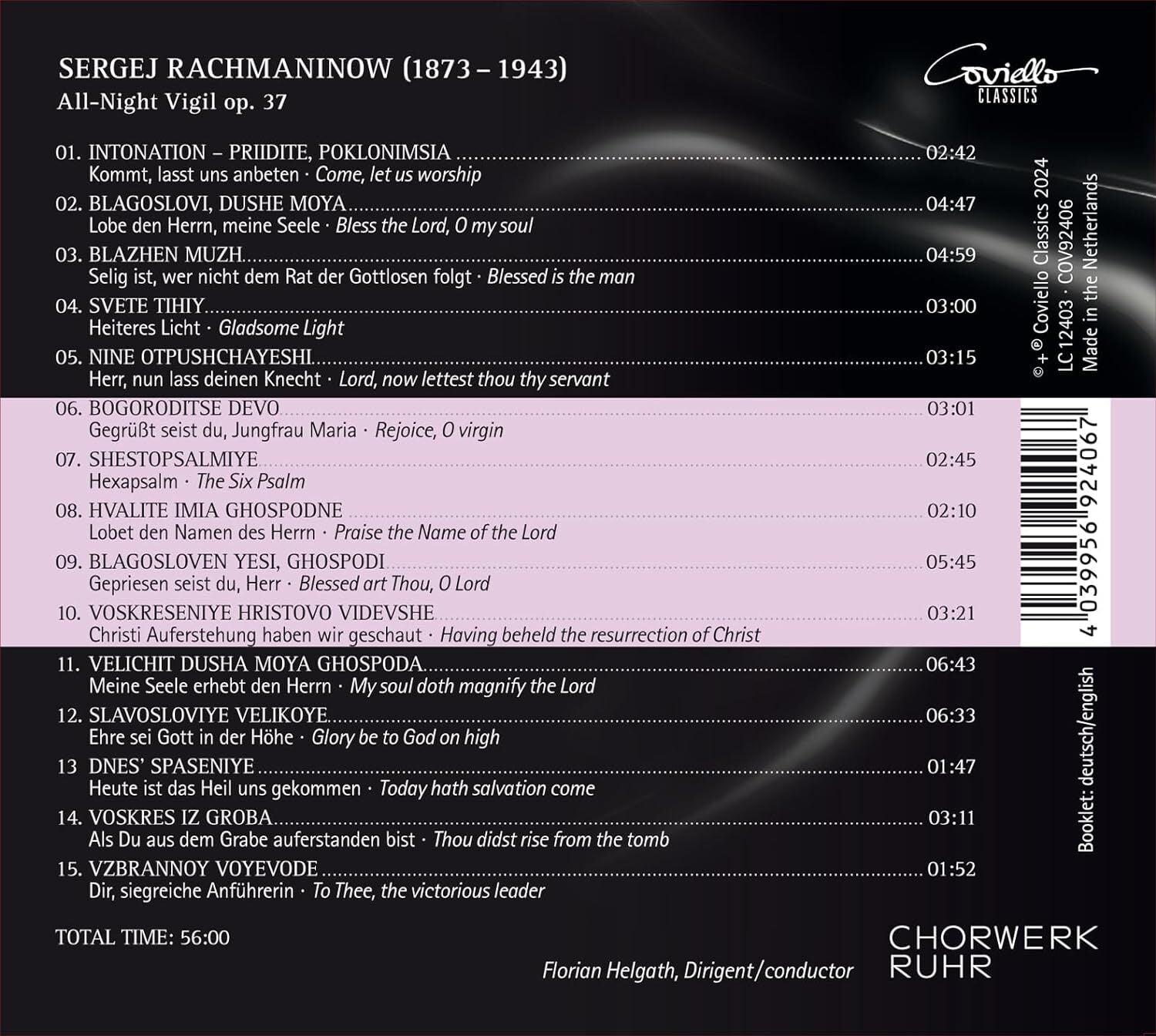 Sergej Rachmaninow: Ganznächteliche Vigil, Op. 37: All-night Vigil, Op. 37