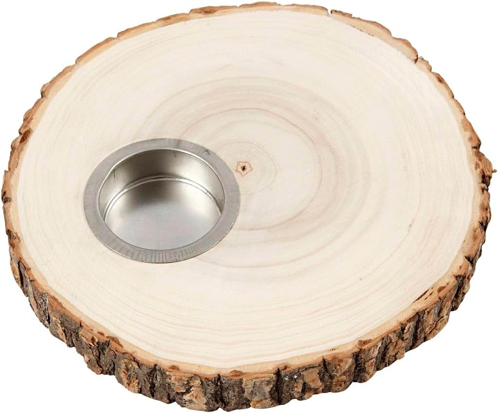 Creativ Company - Houten Schijf Waxinelicht Houder 14-16cm