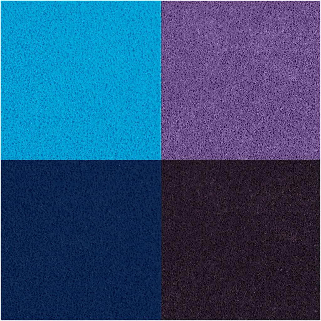 Stempelkissen, H: 2 cm, Größe 3,5x3,5 cm, Blau, Himmelblau, Flieder, Violett, 4 Stk/ 1 Pck. creotime